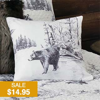 Wilderness Bear Toile Pillow