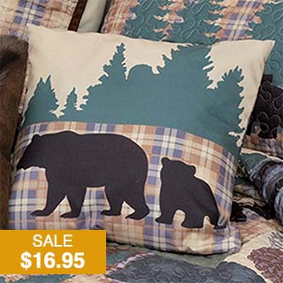 Yellowstone Wildlife Bear & Cub Pillow