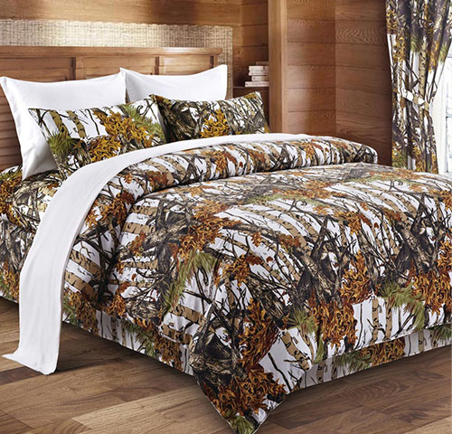 White Woodland Camouflage Bedding Collection