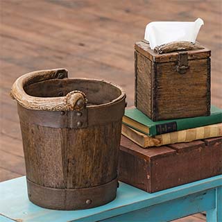 Bucket & Old Crate Antler Waste Basket and Tissue